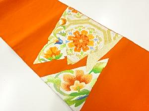 綴れ破れ色紙に花唐草模様織出し名古屋帯